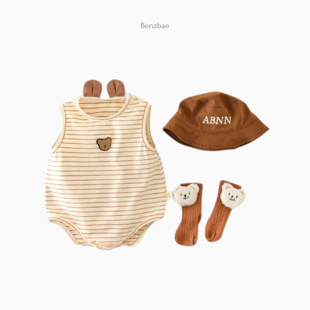 Cutie Bear Striped Romper