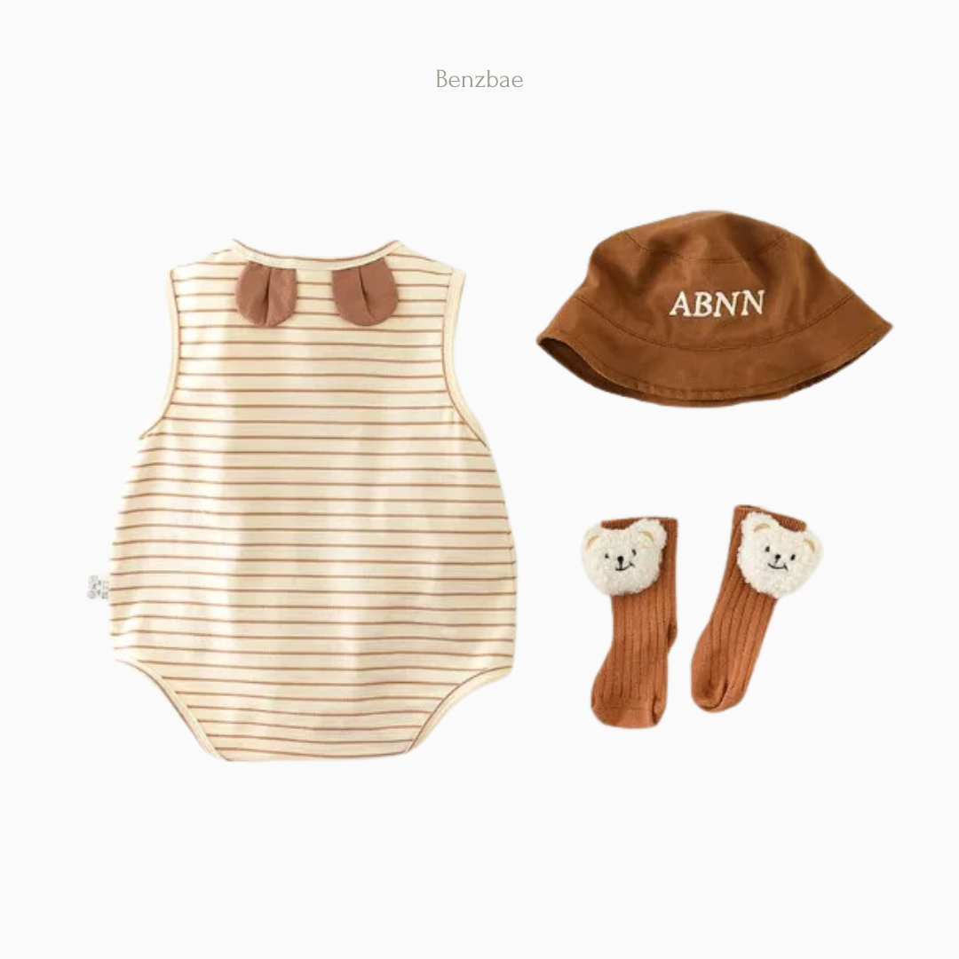 Cutie Bear Striped Romper