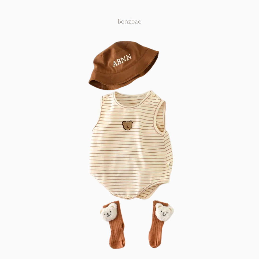 Cutie Bear Striped Romper