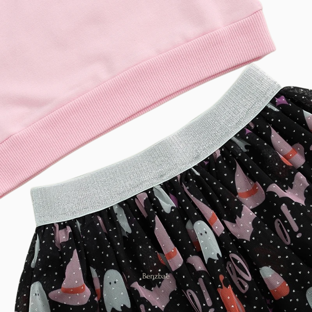 Boo Halloween Tutu Skirt & Sweatshirt One Piece Set