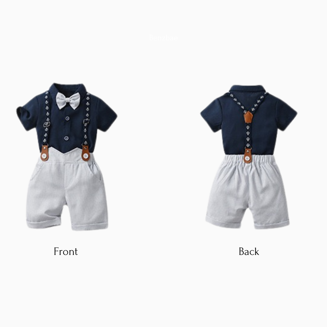 Aarush Boy Gentlemen Shirt+Pants+Bow (Two-piece suit)