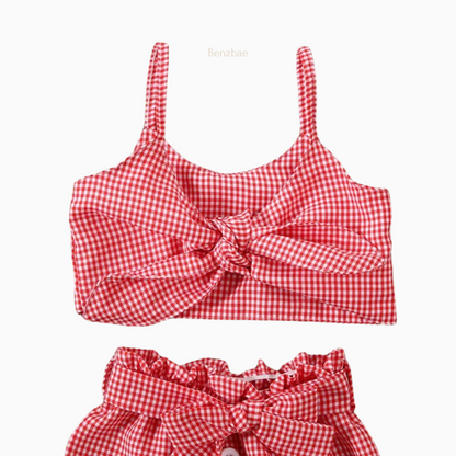 Acacia Red Plaid Top & Skirt Two-piece Set