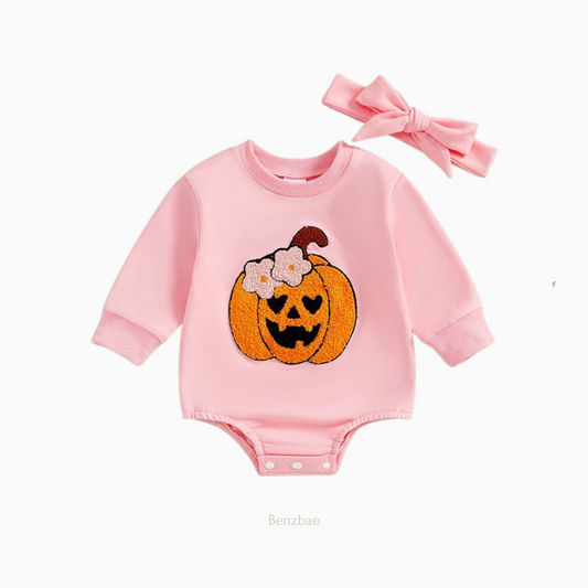 Halloween Pumpkin Bodysuit & Headband Set