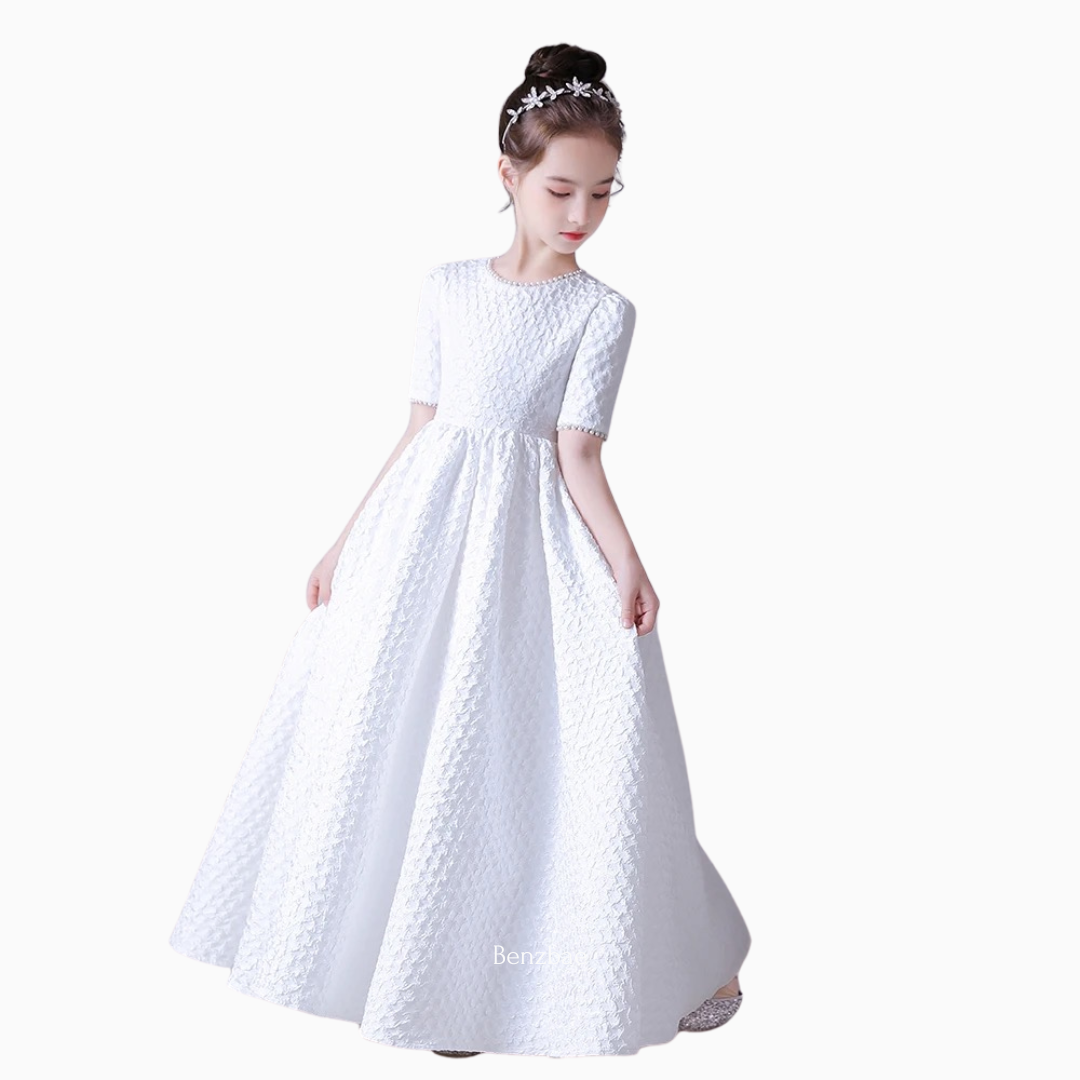 Giulia White Flower Girls Dress