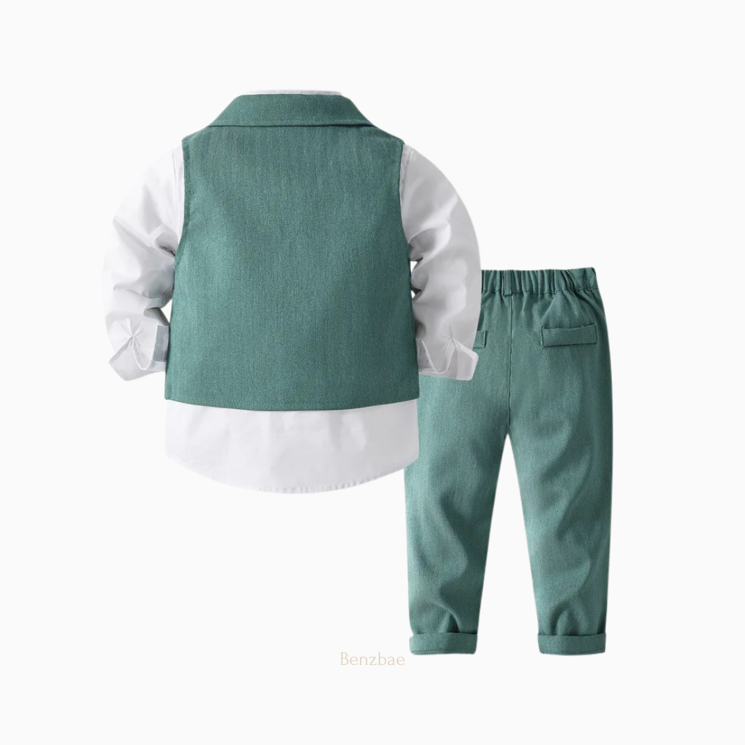 Abiel Gentlemen Long Sleeve Shirt+Vest+Trouser Three-Piece Set