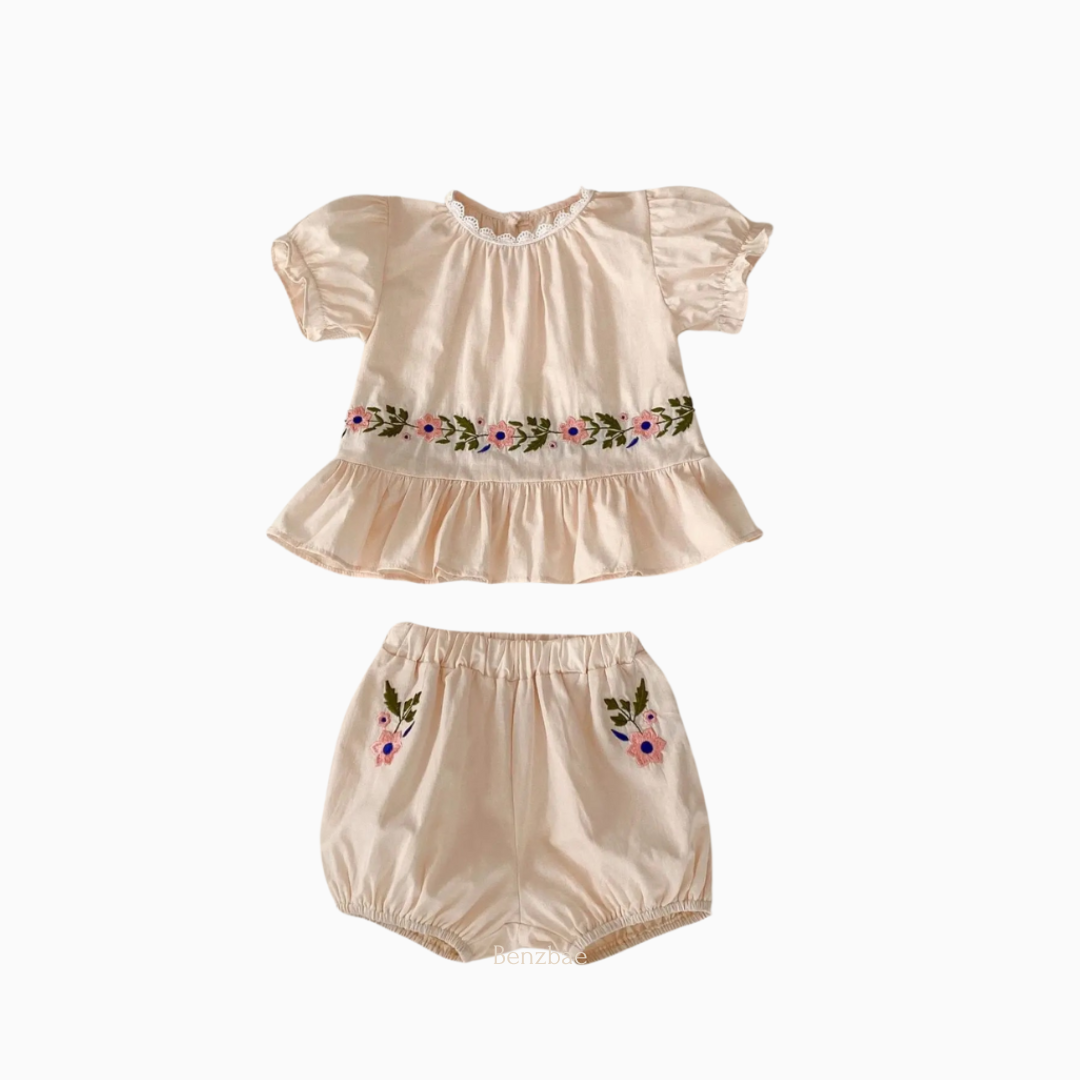 Leya Flower Tops & Short Two-Piece Set