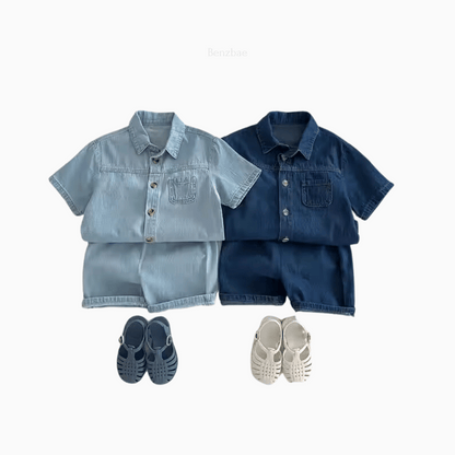 Denim Outfit Set- Shirt and Shorts 2-piece set