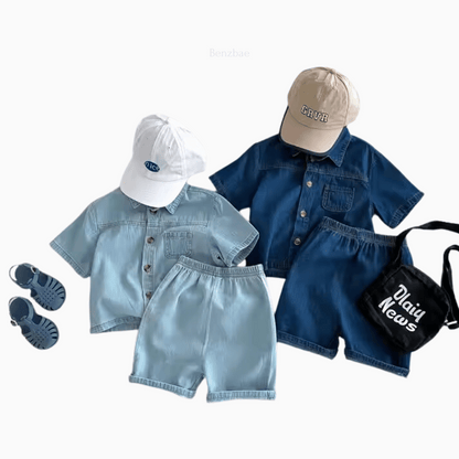 Denim Outfit Set- Shirt and Shorts 2-piece set