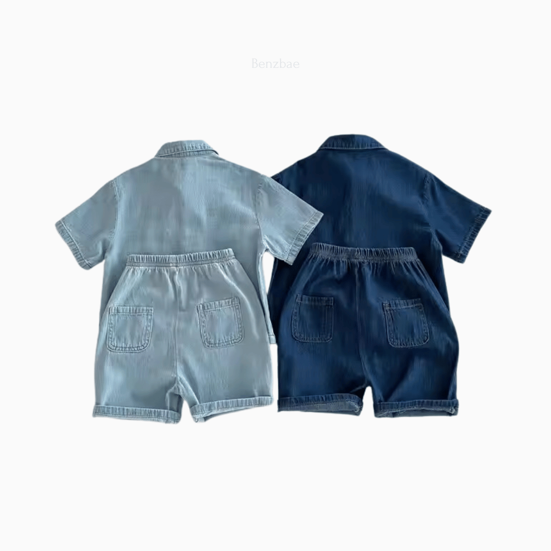 Denim Outfit Set- Shirt and Shorts 2-piece set