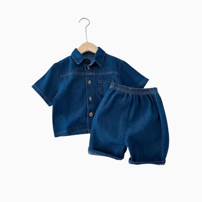 Denim Outfit Set- Shirt and Shorts 2-piece set