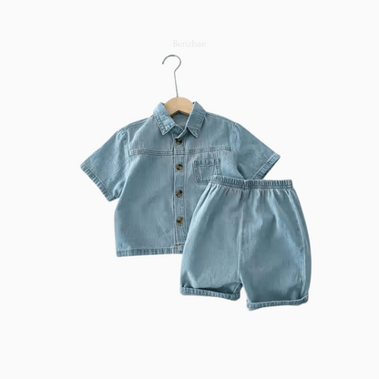 Denim Outfit Set- Shirt and Shorts 2-piece set